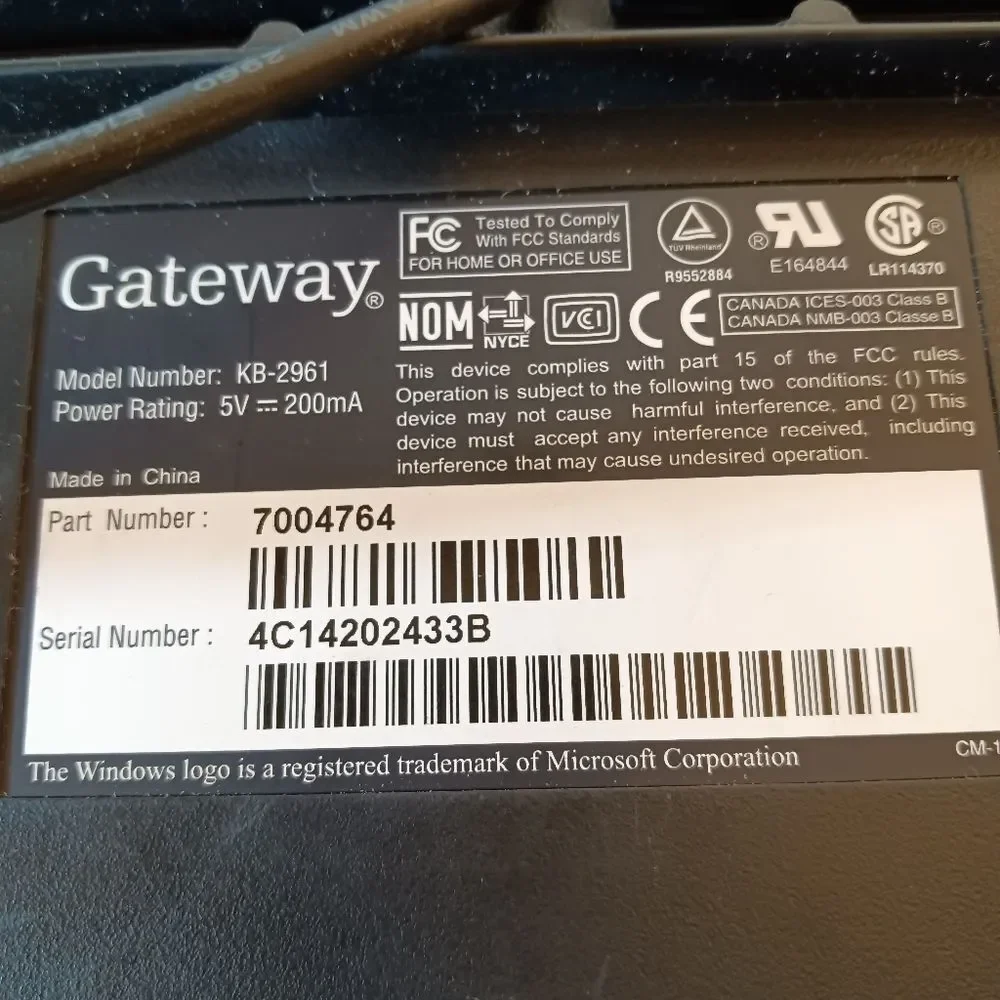 Gateway Black Wired Keyboard KB2961